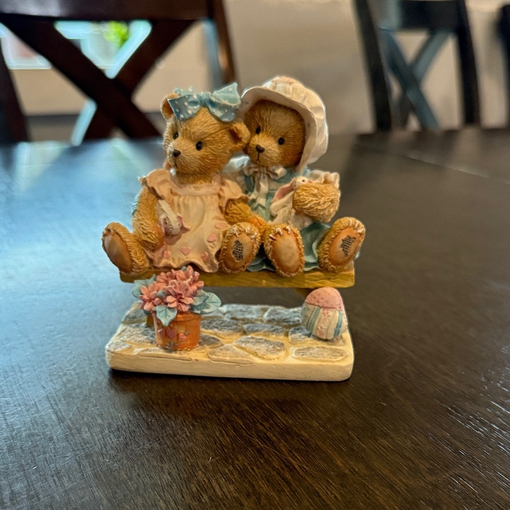 Adorable Bear Figurine with Blue and White Outfits